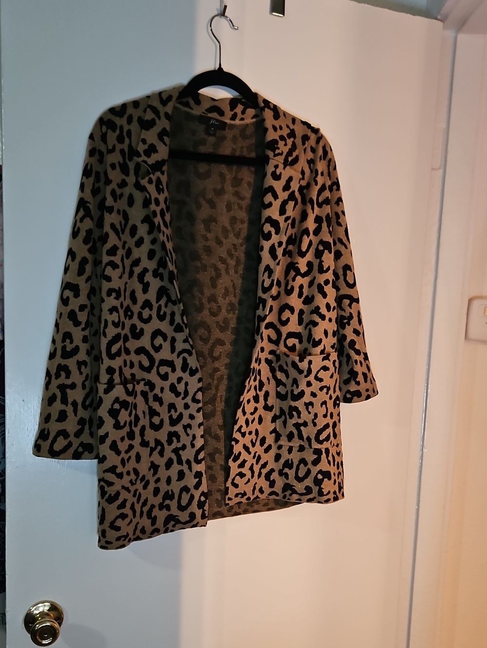 J. Crew Leopard Print Open-Front Jacket in Tan and Black